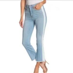 Veronica Beard Carly Kick Flare Jeans Sz‎ 24 Side Stripe High Rise Crop USA